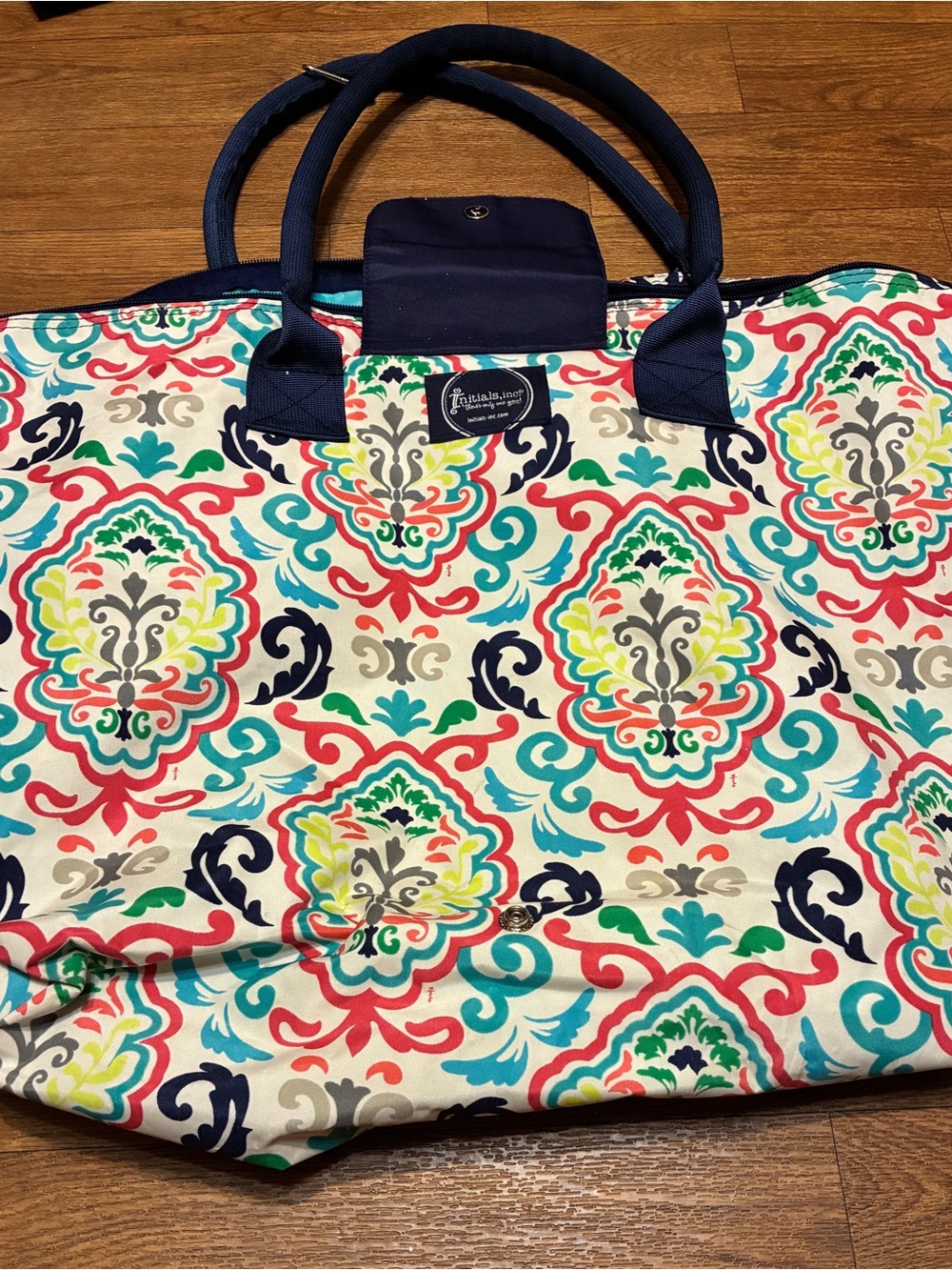 Initials Inc Navy Multicolor Patterned Tote Bag